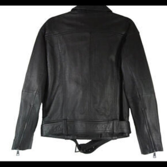 NEW, Ted Baker Tiano Oversized Leather Biker Jacket in Black- Size 3 US 8 /10 - Picture 6 of 7